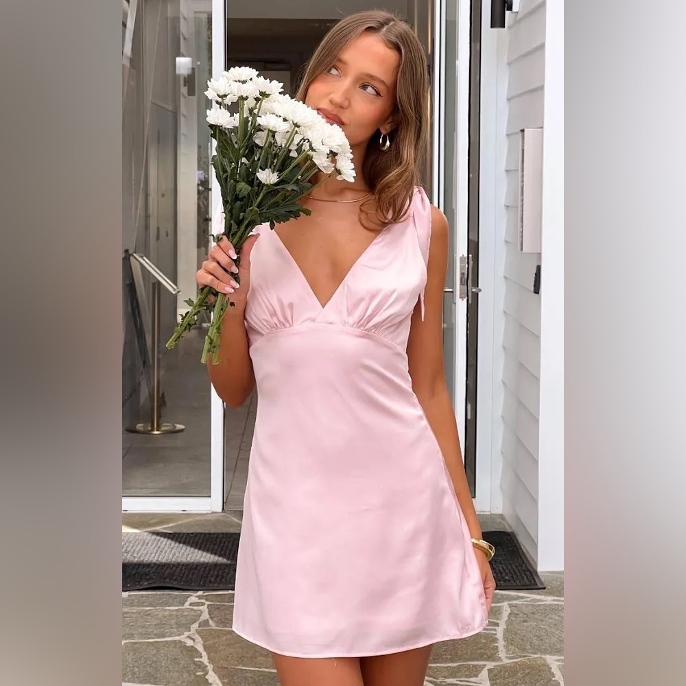 Beginning Boutique Aimee Pink Satin Party Mini Dress - With Tags